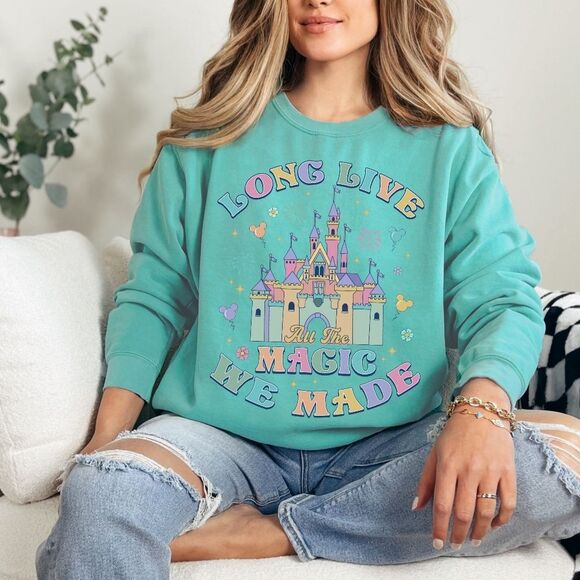 Disney Parks Castle Pastel Rainbow Magic We Made Sweatshirt - Picture 9 of 14